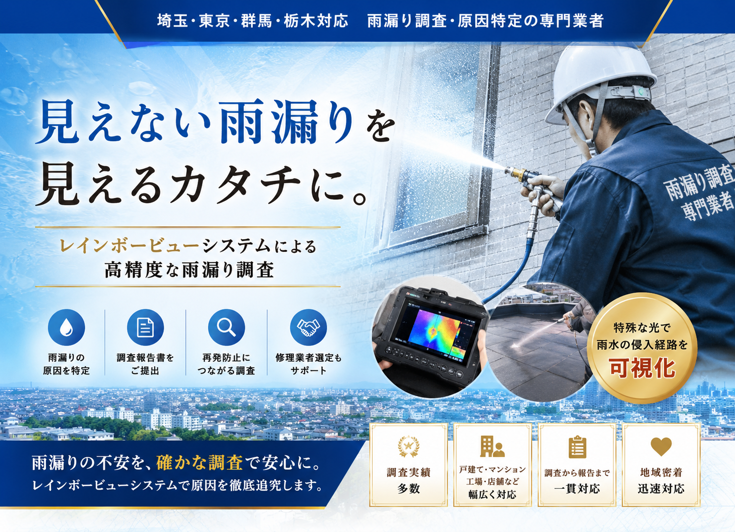 浦安市でレインボービューシステムによる雨漏り調査